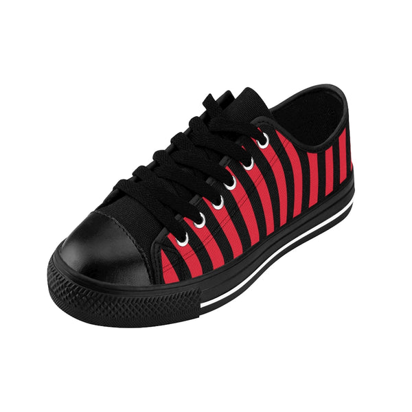 Red Black Striped Women's Sneakers-Shoes-Printify-Heidi Kimura Art LLC Red Black Striped Women's Sneakers, Women's Striped Sneakers, Classic Modern Stripes Low Tops, Designer Low Top Women's Sneakers Tennis Shoes (US Size: 6-12)