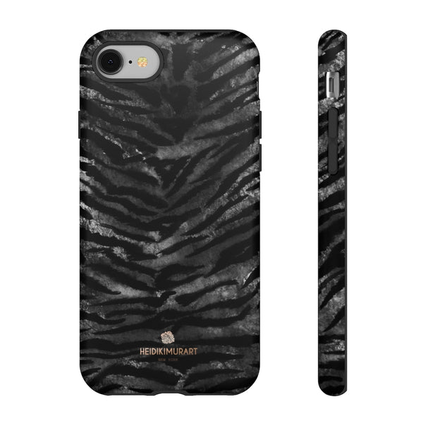 Black Tiger Stripe Tough Cases, Animal Print Best Designer Phone Case-Made in USA-Phone Case-Printify-iPhone 8-Matte-Heidi Kimura Art LLC