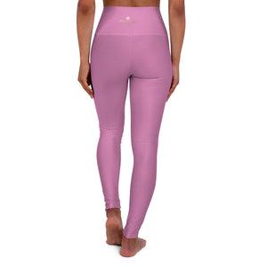 Pink High Waisted Yoga Leggings, Solid Color Long Women Yoga Tights-All Over Prints-Printify-XL-Heidi Kimura Art LLC