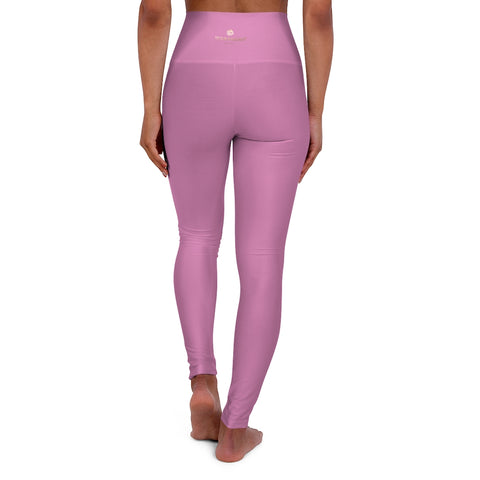 Pink High Waisted Yoga Leggings, Solid Color Long Women Yoga Tights-All Over Prints-Printify-XL-Heidi Kimura Art LLC