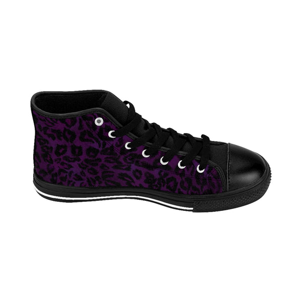 Purple Leopard Women's Sneakers, Animal Print Designer High-top Fashion Tennis Shoes-Shoes-Printify-Heidi Kimura Art LLC