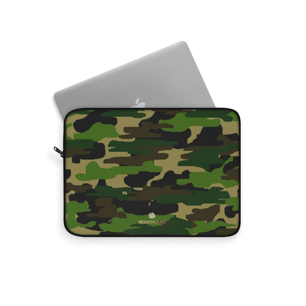 Green Camo Military Army Print 12",13",15" Computer Bag Laptop Sleeve- Made in USA-Laptop Sleeve-Heidi Kimura Art LLC