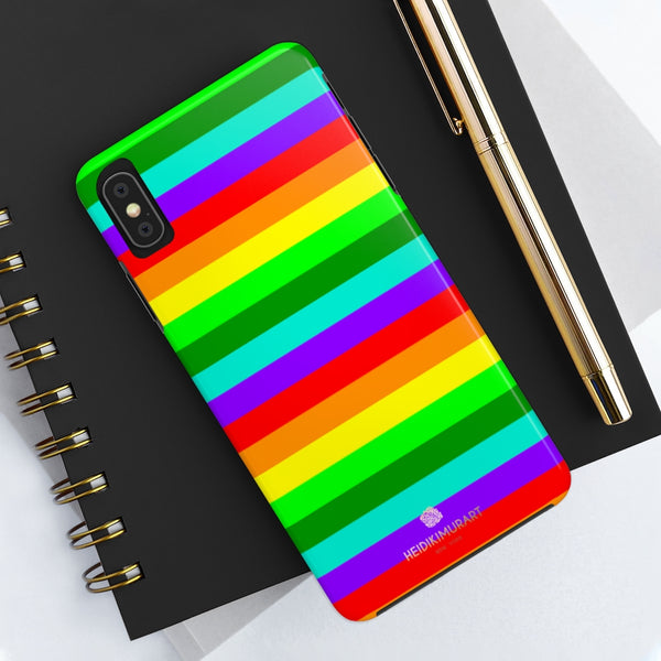 Rainbow Stripe Gay Pride iPhone Case, Colourful Case Mate Tough Samsung Galaxy Phone Cases-Phone Case-Printify-Heidi Kimura Art LLC
