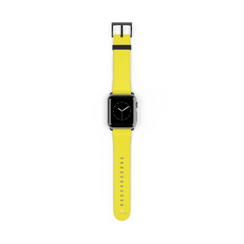 Yellow Solid Color 38mm/42mm Watch Band Strap For Apple Watches- Made in USA-Watch Band-38 mm-Black Matte-Heidi Kimura Art LLC