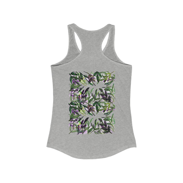 Tropical Leaves Vacation Floral Women's Ideal Racerback Tank - Made in the U.S.A.-Tank Top-Heidi Kimura Art LLCTropical Leaves Print Tank Top, Hawaiian Style Tropical Leaves Vacation Floral Women's Ideal Racerback Tank - Made in the U.S.A. (US Size: XS-2XL)