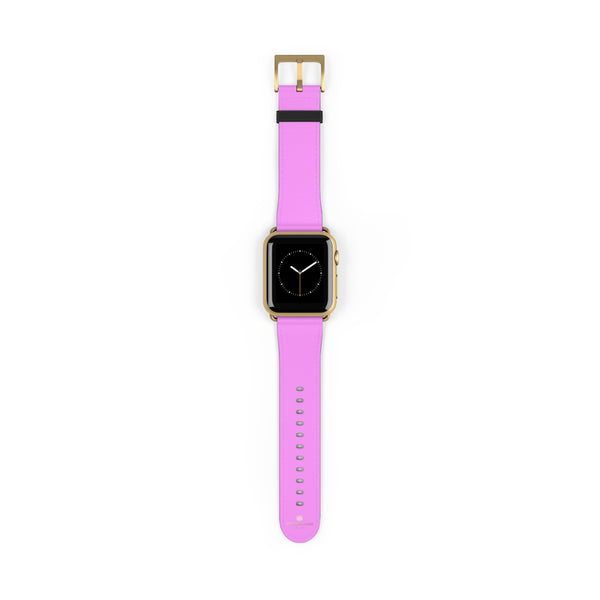 Pink Solid Color Print 38mm/42mm Watch Band Strap For Apple Watches- Made in USA-Watch Band-38 mm-Gold Matte-Heidi Kimura Art LLC