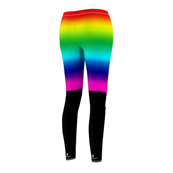 Rainbow Ombre Women's Casual Leggings, Bright Gay Pride Party Vertical Stripes Tights-All Over Prints-Printify-Heidi Kimura Art LLC