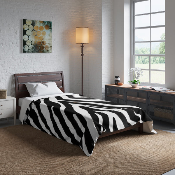 Zebra Animal Print Comforter Blanket for Queen/Full/Twin/King Size Bed-Made in USA-Comforter-Heidi Kimura Art LLC