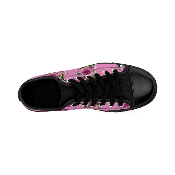 Pink Rose Print Women's Sneakers
