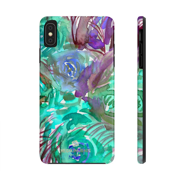 Blue Rose Floral Print Phone Case, Flower Case Mate Tough Phone Cases-Made in USA - Heidikimurart Limited 