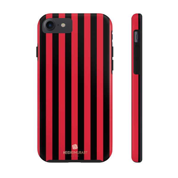 Red Black Stripe iPhone Case, Case Mate Tough Samsung Galaxy Phone Cases-Phone Case-Printify-iPhone 7, iPhone 8 Tough-Heidi Kimura Art LLC
