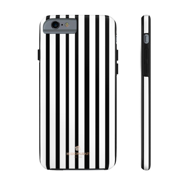 Black Vertical Striped iPhone Case, Designer Case Mate Tough Samsung Galaxy Phone Cases-Phone Case-Printify-iPhone 6/6s Tough-Heidi Kimura Art LLC