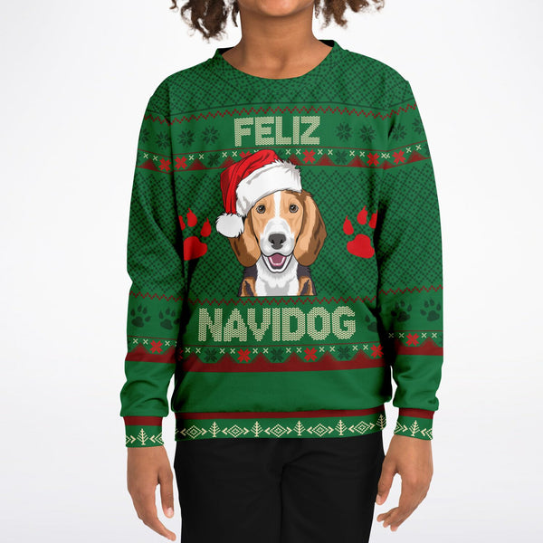 Feliz Navidog Beagle Christmas Sweatshirt, For Kids