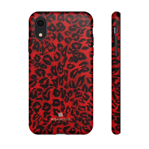 Red Leopard Print Phone Case, Animal Print Tough Designer Phone Case -Made in USA-Phone Case-Printify-iPhone XR-Matte-Heidi Kimura Art LLC