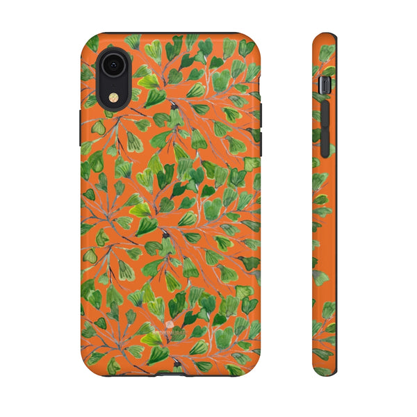 Orange Maidenhair Fern Tough Cases, Green Leaf Print Phone Case-Made in USA-Phone Case-Printify-iPhone XR-Glossy-Heidi Kimura Art LLC