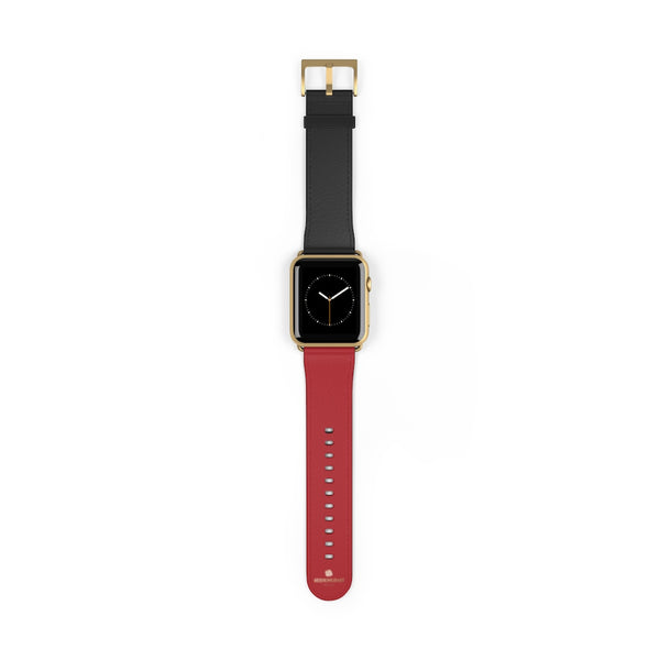 Burgundy Red Black Dual Color 38mm/42mm Watch Band For Apple Watch- Made in USA-Watch Band-42 mm-Gold Matte-Heidi Kimura Art LLC