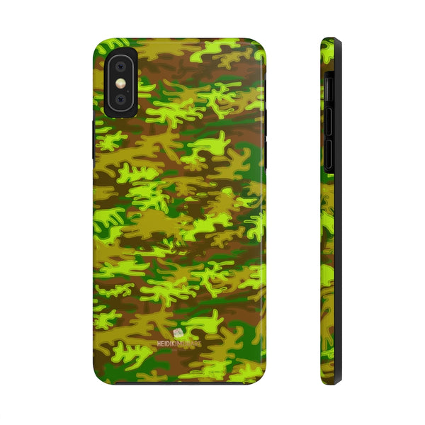 Brown Green Camo iPhone Case, Case Mate Tough Samsung Galaxy Phone Cases-Phone Case-Printify-iPhone X Tough-Heidi Kimura Art LLC