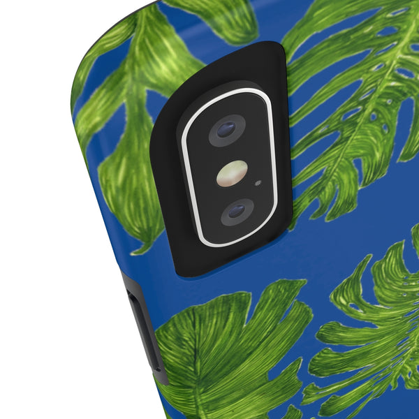 Blue Green Tropical Leaf iPhone Case, Case Mate Tough Samsung Galaxy Phone Cases-Phone Case-Printify-Heidi Kimura Art LLC