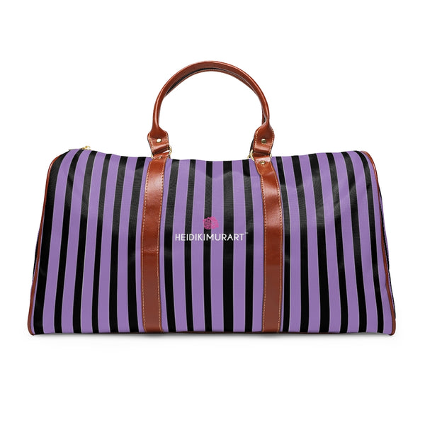 Purple Stripes Waterproof Travel Bag