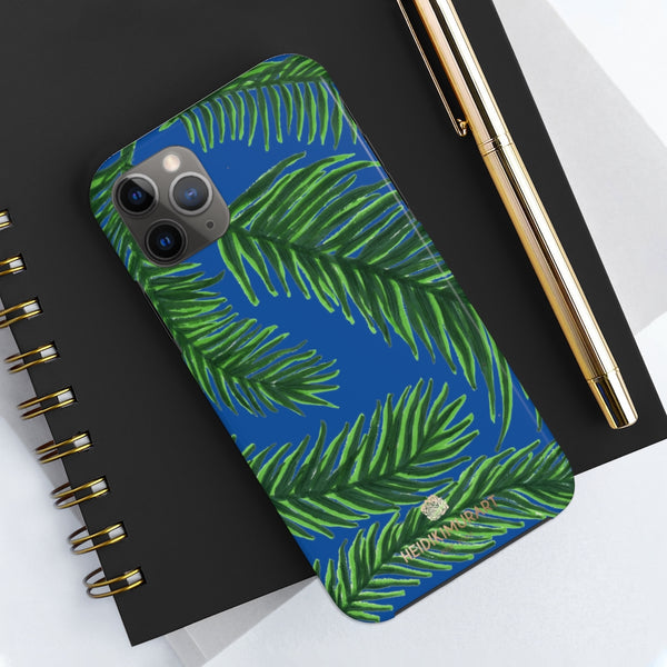 Blue Tropical Print Phone Case, Palm Leaf Case Mate Tough Phone Cases-Made in USA - Heidikimurart Limited 