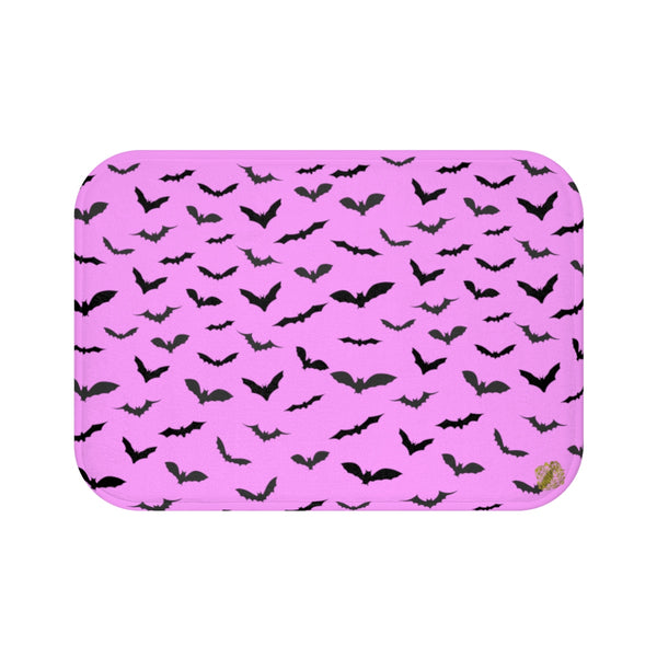 Pink and Black Flying Bats Designer Halloween Bath Mat-Made in USA-Bath Mat-Small 24x17-Heidi Kimura Art LLC