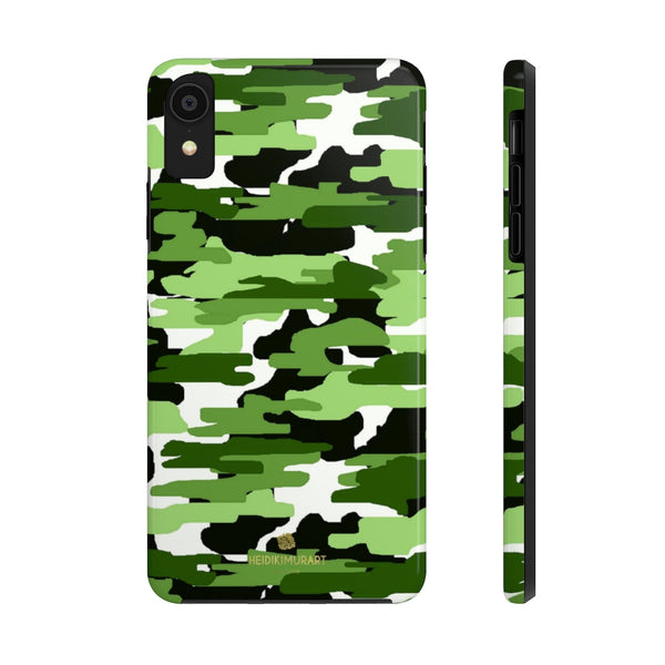 Green Camo Print iPhone Case, Case Mate Tough Samsung Galaxy Phone Cases-Phone Case-Printify-iPhone XR-Heidi Kimura Art LLC