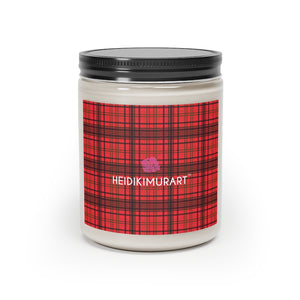 Red Plaid Soy Wax Candle, 9oz candle in a glass container for mothers - Made in the USA