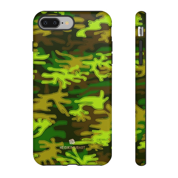 Green Camouflage Phone Case, Army Military Print Tough Designer Phone Case -Made in USA-Phone Case-Printify-iPhone 8 Plus-Matte-Heidi Kimura Art LLC