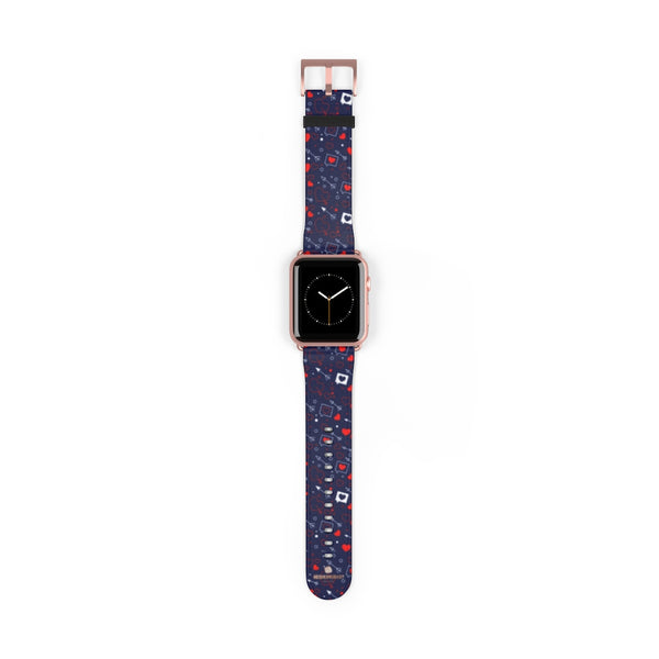 Fun Red Hearts Shaped V Day 38mm/42mm Watch Band For Apple Watch- Made in USA-Watch Band-42 mm-Rose Gold Matte-Heidi Kimura Art LLC