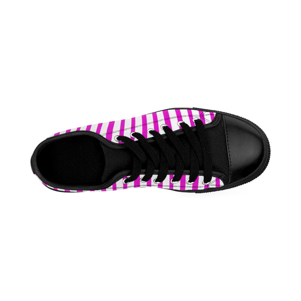 Pink White Striped Women's Sneakers-Shoes-Printify-Heidi Kimura Art LLC