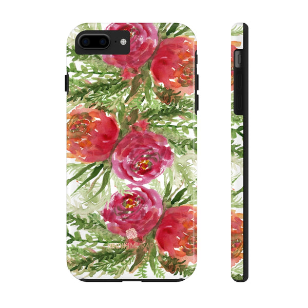 Red Orange Floral Print Phone Case, Flower Case Mate Tough Phone Cases-Made in USA - Heidikimurart Limited 