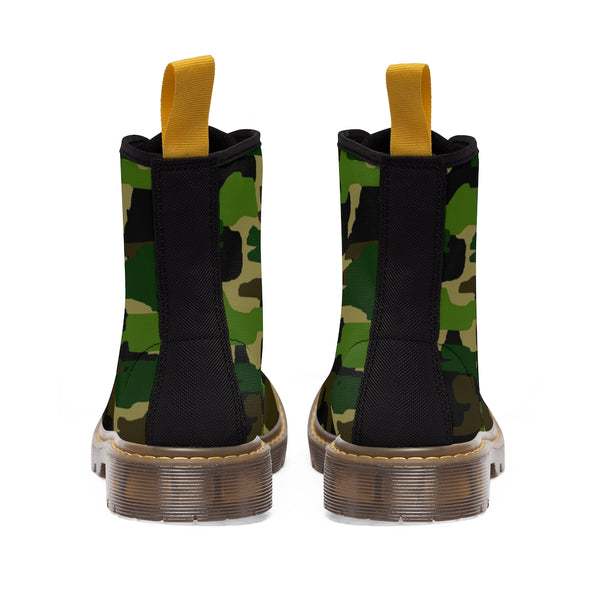 Green Camo Print Women's Boots, Army Military Camouflage Printed Ladies' Premium Winter Boots