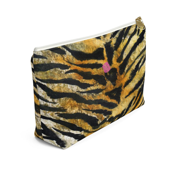 Wild Orange Bengal Tiger Stripe Animal Print Accessory Pouch w T-bottom-Accessory Pouch-Heidi Kimura Art LLC