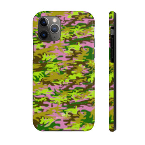 Pink Green Camo iPhone Case, Case Mate Tough Samsung Galaxy Phone Cases-Phone Case-Printify-iPhone 11 Pro-Heidi Kimura Art LLC Pink Green Camo iPhone Case, Camouflage Army Military Print Sexy Modern Designer Case Mate Tough Phone Case For iPhones and Samsung Galaxy Devices-Printed in USA