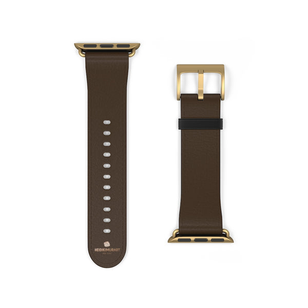 Dark Brown Solid Color Print 38mm/42mm Watch Band For Apple Watch- Made in USA-Watch Band-38 mm-Gold Matte-Heidi Kimura Art LLC