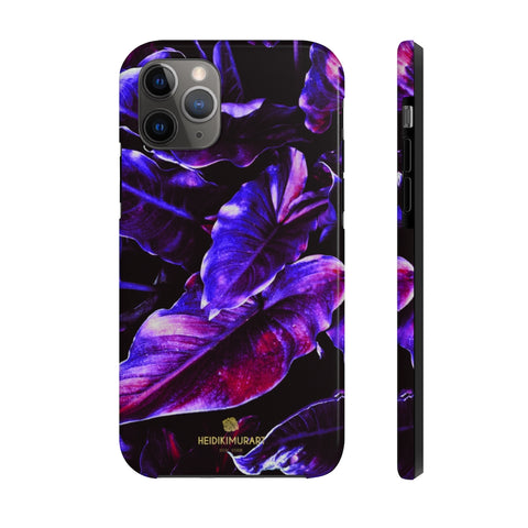 Purple Tropical Leaf Print Designer Case Mate Tough Phone Case-Made in USA - Heidikimurart Limited 