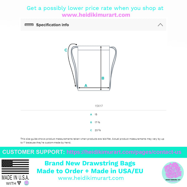 Bright Rainbow Ombre Print Designer 15”x17” Best Quality Drawstring Bag- Made in USA/EU-Drawstring Bag-Heidi Kimura Art LLC