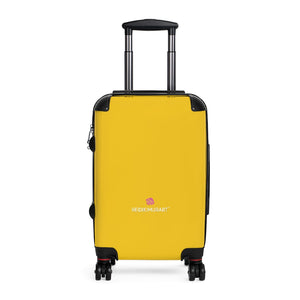 Bright Yellow Color Cabin Suitcase, Carry On Polycarbonate Front and Hard-Shell Durable Small 1-Size Carry-on Luggage With 2 Inner Pockets & Built in Lock With 4 Wheel 360° Swivel and Adjustable Telescopic Handle - Made in USA/UK (Size: 13.3" x 22.4" x 9.05", Weight: 7.5 lb) Unique Cute Carry-On Best Personal Travel Bag Custom Luggage - Gift For Him or Her 