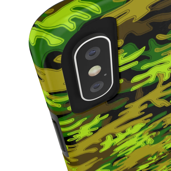 Black Green Camo iPhone Case, Case Mate Tough Samsung Galaxy Phone Cases-Phone Case-Printify-Heidi Kimura Art LLC