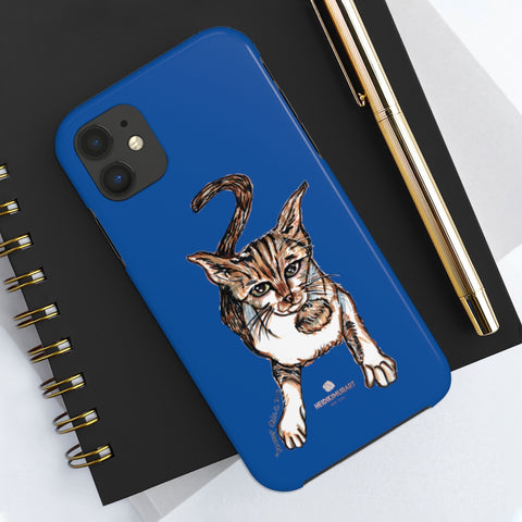 Blue Cat Phone Case, Peanut Meow Cat Designer Case Mate Tough Phone Cases-Printed in USA - Heidikimurart Limited 