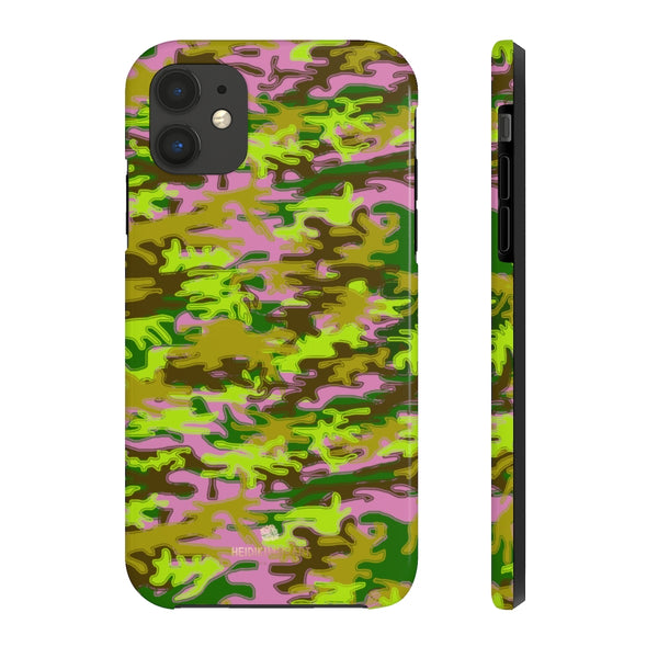 Pink Green Camo iPhone Case, Case Mate Tough Samsung Galaxy Phone Cases-Phone Case-Printify-iPhone 11-Heidi Kimura Art LLC