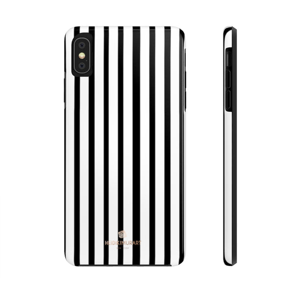 Black Vertical Striped iPhone Case, Designer Case Mate Tough Samsung Galaxy Phone Cases-Phone Case-Printify-iPhone XS MAX-Heidi Kimura Art LLC