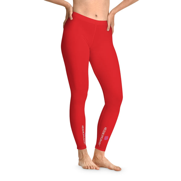 Red Solid Color Casual Tights, Red Solid Color Designer Comfy Women's Fancy Dressy Cut &amp; Sew Casual Leggings - Made in USA (US Size: XS-2XL) Casual Leggings For Women For Sale, Fashion Leggings, Leggings Plus Size, Mid-Waist Fit Tights&nbsp;