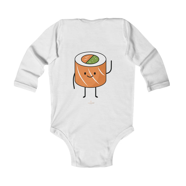 Salmon Sushi Lover Baby Boy or Girls Infant Kids Long Sleeve Bodysuit - Made in USA-Infant Long Sleeve Bodysuit-Heidi Kimura Art LLC