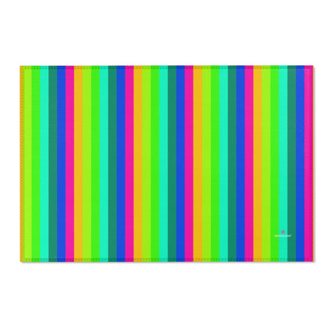 Rainbow Striped Area Rugs, Colorful Gay Pride Deluxe Premium Quality Best Designer 24x36, 36x60, 48x72 inches Indoor Soft Polyester Chenille Fabric Soft Spot Clean Only Area Rugs For Your Home or Office Spaces -Printed in the USA