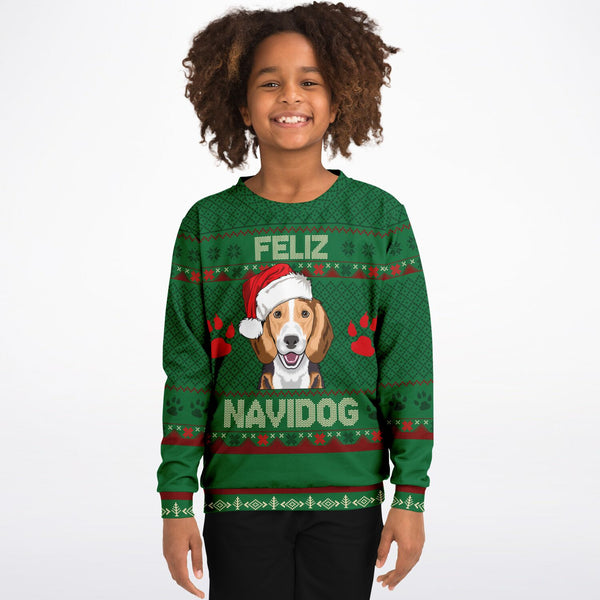 Feliz Navidog Beagle Christmas Sweatshirt, For Kids