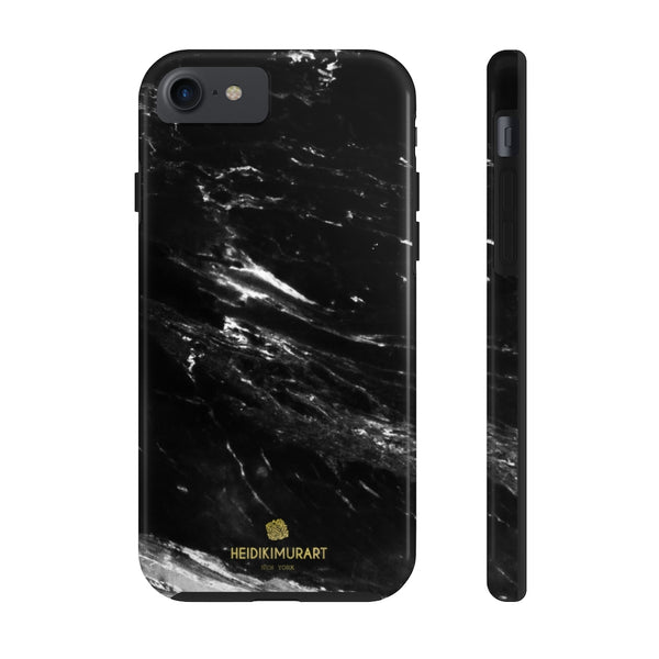 Black Marble Print Phone Case, Designer Case Mate Tough Phone Cases-Made in USA - Heidikimurart Limited 