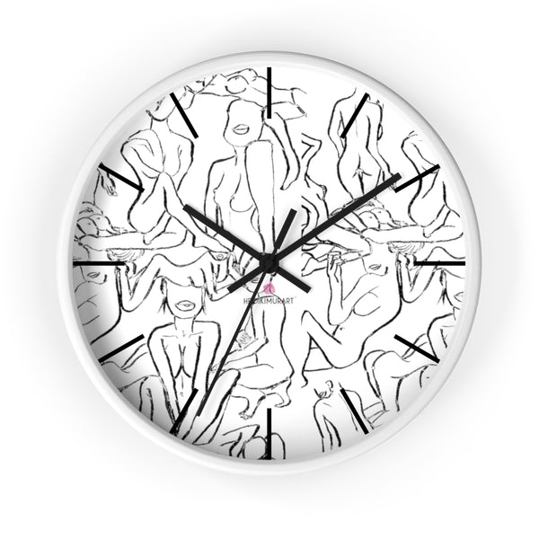 Nude Drawing Art Wall Clock,  10 inch Diameter Art Wall Clock-Printed in USA, Large Round Wood Bedroom Wall Clock