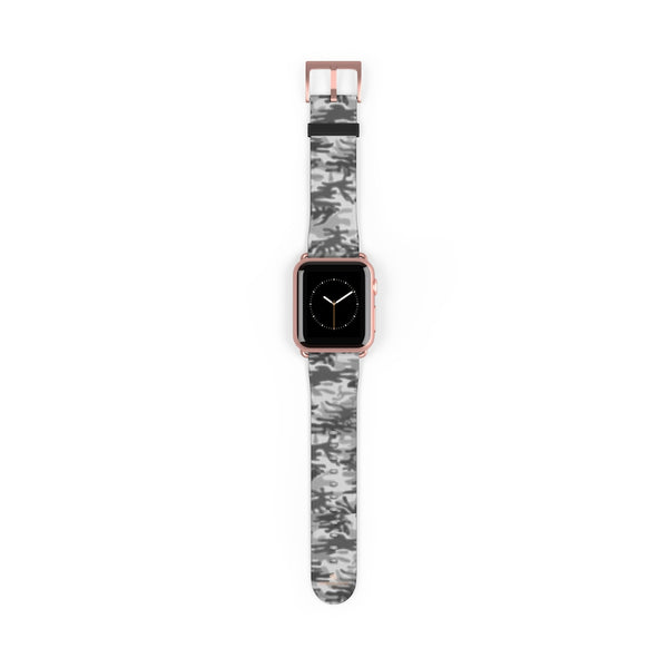 Light Grey Classic Camo Print 38mm/42mm Watch Band For Apple Watch- Made in USA-Watch Band-38 mm-Rose Gold Matte-Heidi Kimura Art LLC