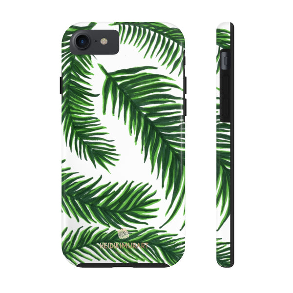White Tropical Print Phone Case, Palm Leaf Case Mate Tough Phone Cases-Made in USA - Heidikimurart Limited 